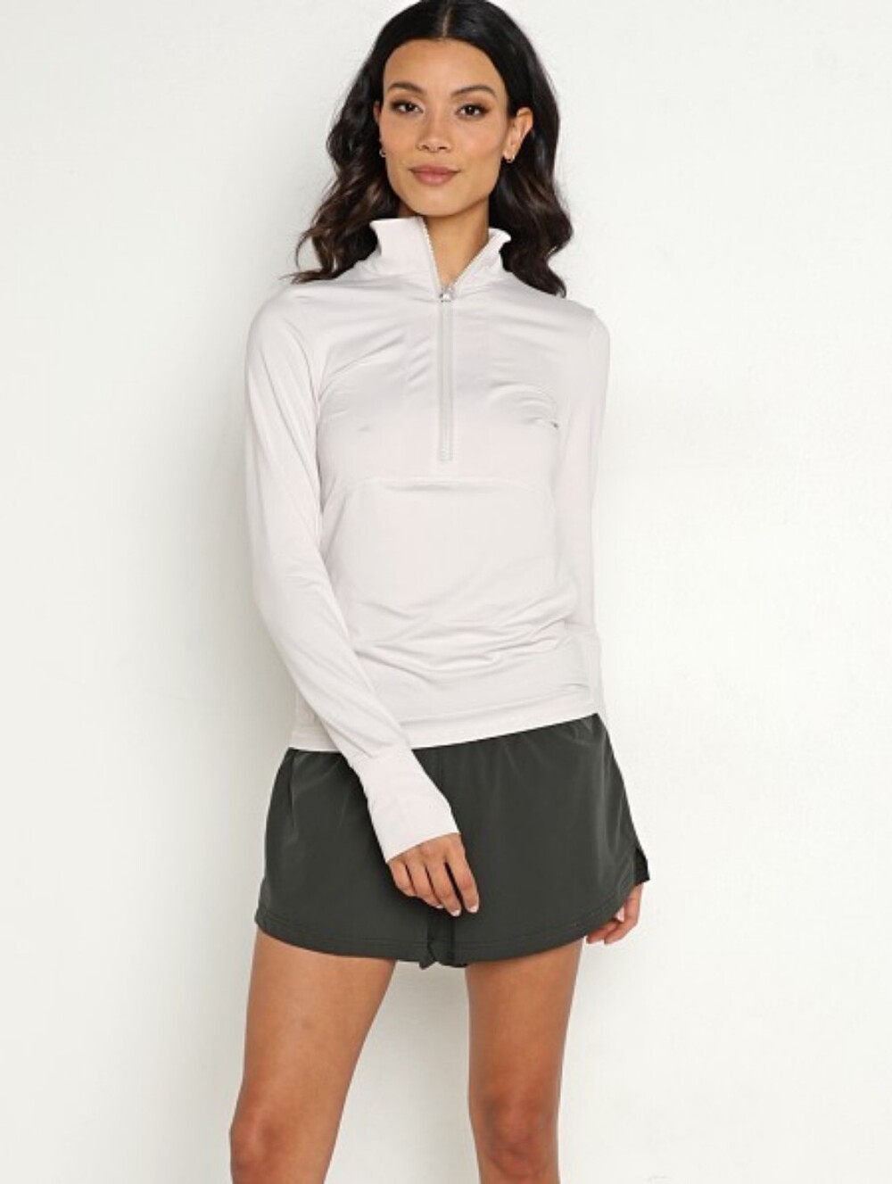 VARLEY Marvale Half Zip Midlayer Jacket In Windchime Ivory Lightweight Gym Sz S